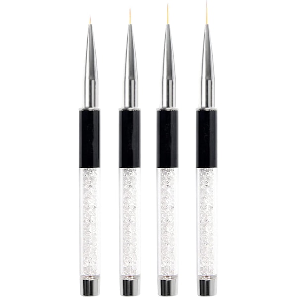 Professional Nail Art Brush Set - 4pcs, Crystal Acrylic UV Gel Liner Brushes, DIY Nail Art Tool