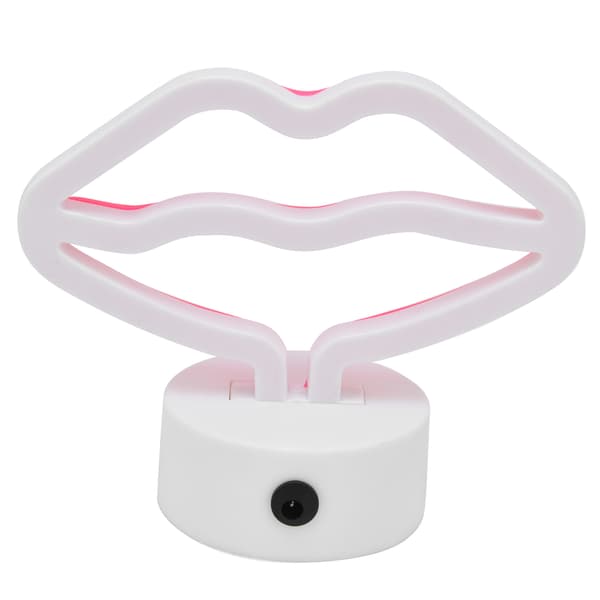 Läppformade LED Neon Skyltar med Ställ USB-driven Neonlampa för Babyrum Party