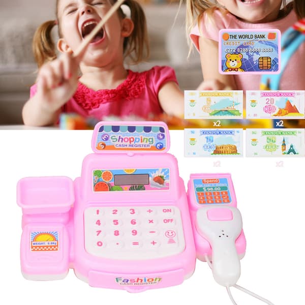 Mini Pink Kassa Leikkisetti Lasten Kauppapelissä