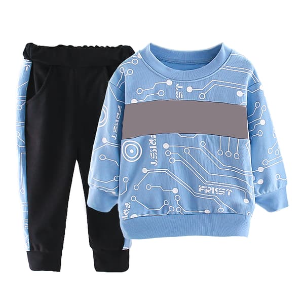 Børne Pullover Sweatshirt Sæt til Drenge Bogstavtryk Blød Hudvenlig Miljøvenlig 2-delt Sæt til Hverdag Udendørs Blå 80cm/31.5in