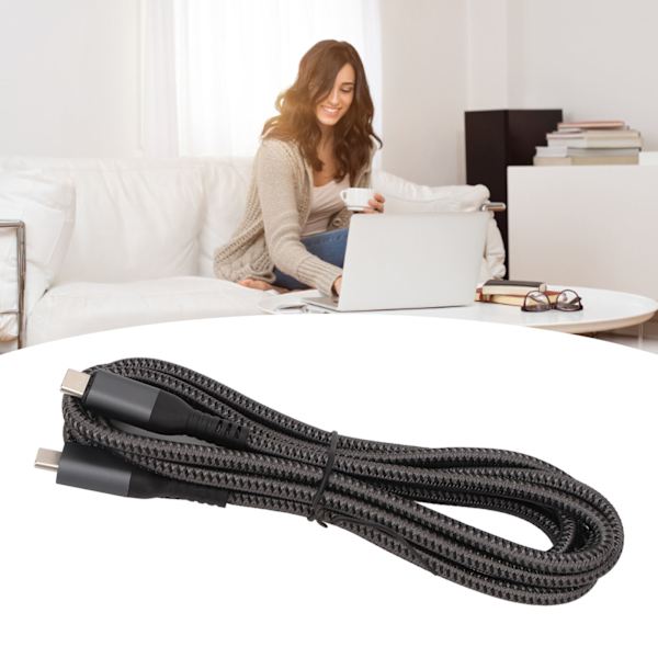USB C til USB C magnetisk ladekabel 6,6 fot PD 100 W hurtiglading 10 Gbps USB C magnetisk kabel med LED-indikatorlys