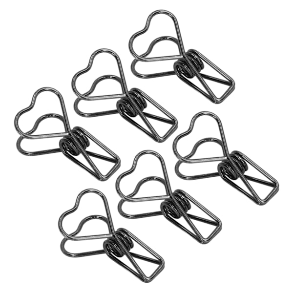 100 kpl Binder Clips Metalli Sydän Muoto Ontto Pieni Binder Clips Toimistoasiakirjoille Todistuksille Liput Musta