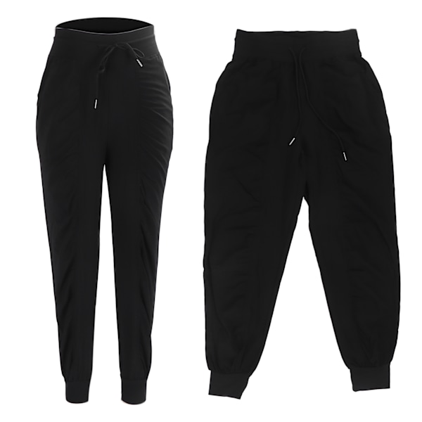 Joggebukse med snøring for kvinner - Polyester - Fitness - Løs - Stilig - Joggebukse for sport og løping - Svart - M