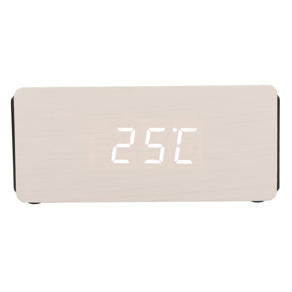 Vit Träklocka Intelligent 4 Växlar Ljusstyrka Bluetooth 15W Trä LED-klocka för Barn