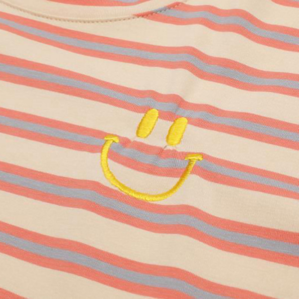 T-shirt kjole casual medium længde moderigtig graviditetskjole kort ærme løs pasform enkel stribet print orange pink XXL