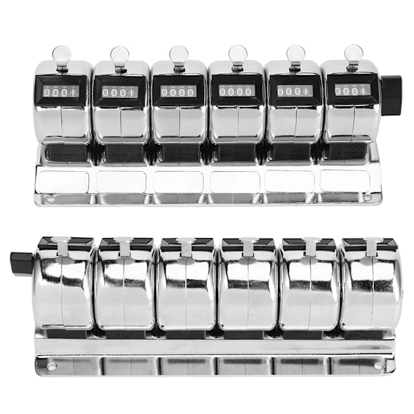 Mekanisk Counter Metal Manuell Clicker 4&#8209;Sifret Sammenhengende 6 Enheter Rustfritt stål Tally