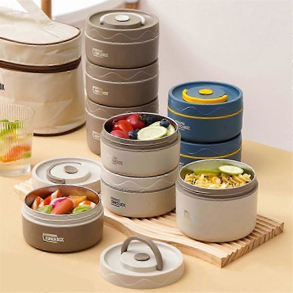 Lämminruoka-astia, ruostumattomasta teräksestä valmistettu lämpöruoka-astia kannettava lämpö Bento-laatikko ruoka-astia beige B