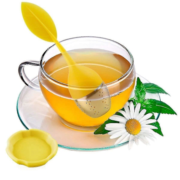 3 stk. Te-infuser med blade, silikone te-infuser i rustfrit stål - JRDG