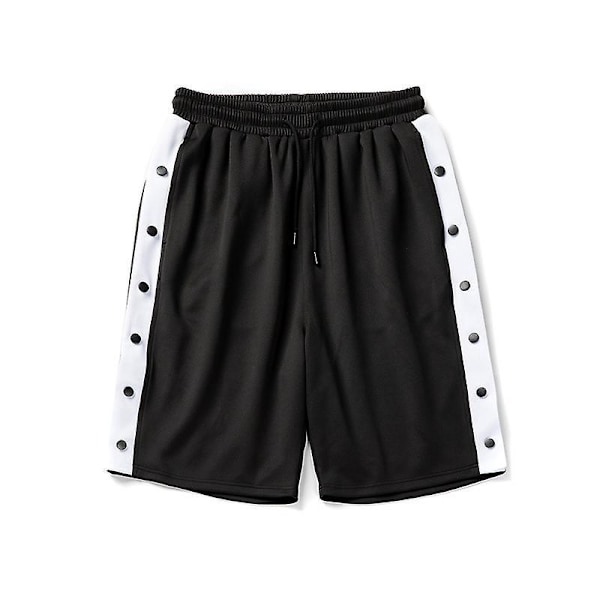 Tear-Off Basketballshorts for menn Sideknapper Full Åpning Oppvarming Post-Kirurgi Shorts Med Lommer svart XXL