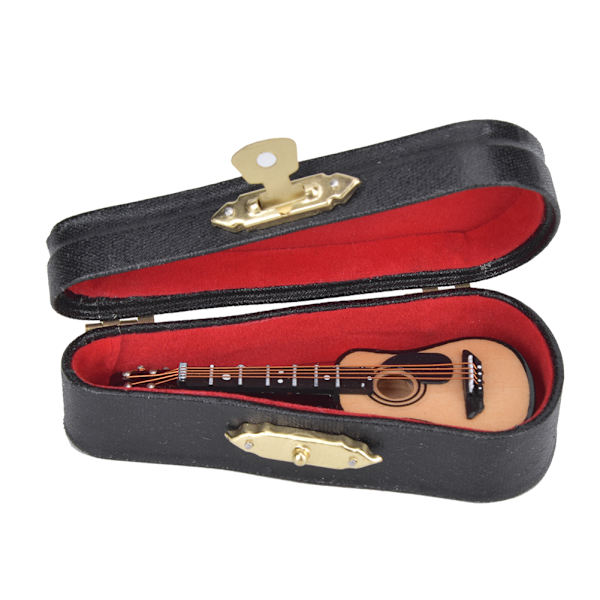 Miniatyr akustisk gitarmodell Mini tregitardekorasjon Musikkinstrumentmodell8cm