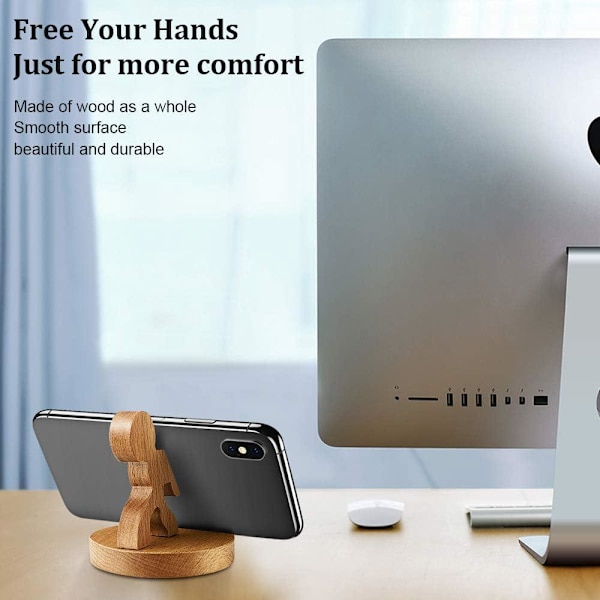 Telefonholder, bordtelefonholder i træ til Universal Smart Phone