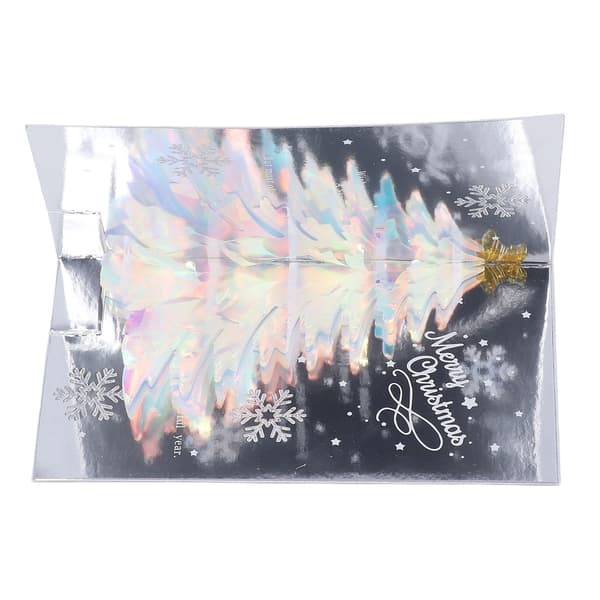 3D julkort Glitter Träd Tema Präglad Design Folieprägling Process Dekorativt Papper Popup Julkort Blå