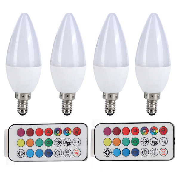 3W RGB-värinvaihtokynttilälamppu kaukosäätimellä kodin sisustamiseen 85265V(E12 RGbPure White 6000K)
