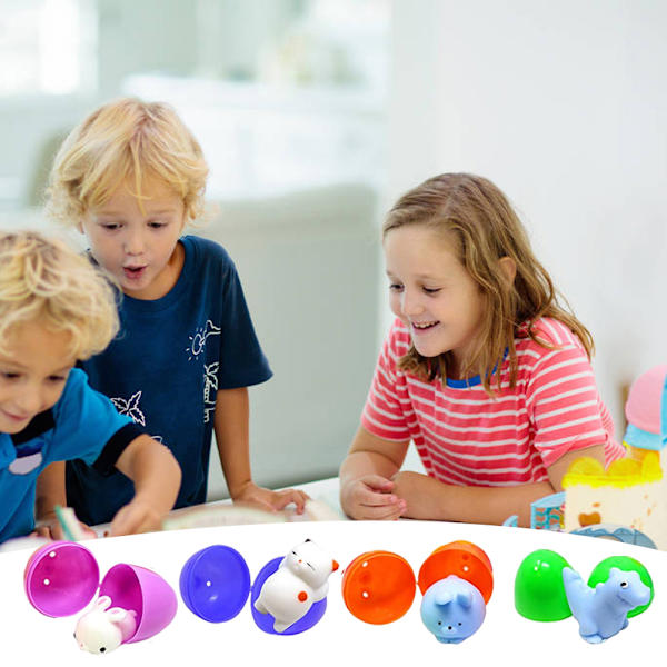 24 st påskägg set i plast med kaninleksak rolig påsk kläm leksak present till barn vänner påskfest dekoration