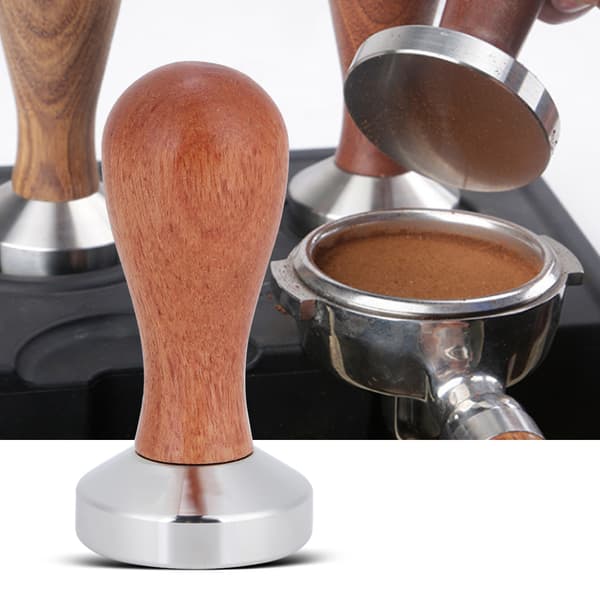 Manuell kaffepulverpress i rostfritt stål med trähandtag Köksredskap 49 mm