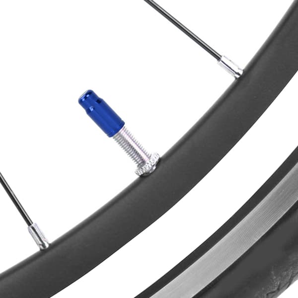 50 st. anodiserade cykeldäck Presta luftventil dammskydd i aluminiumlegering (blå)