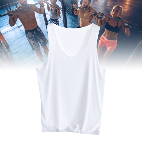 Herr Ärmlös Skjorta Sömlös Design Bred Axel Mjuk Andningsbar Snygg Hudvänlig Herr Tank Top för Sport Vit L