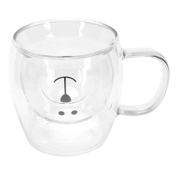 250 ml bjørneformet glasskopp dobbeltvegget vann te kaffe melkemugg med håndtak for hjemmetTransparent