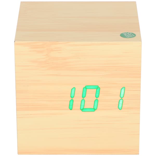Trä LED-klocka Digital Röststyrning Skrivbord Rektangulära Ornament Trä Grönt Ljus