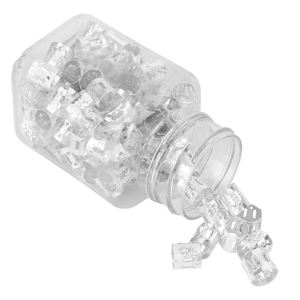 100st Hårdreadlocks Pärlor Modetrend Hollow Resist Oxidation Tillräcklig kvantitet Hårflätningsrör för HomeSilver