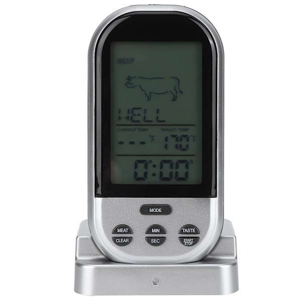 Trådløs elektronisk digitalt mat- og kjøtttermometer med probe for grilling, BBQ, matlaging, hjemmekjøkken
