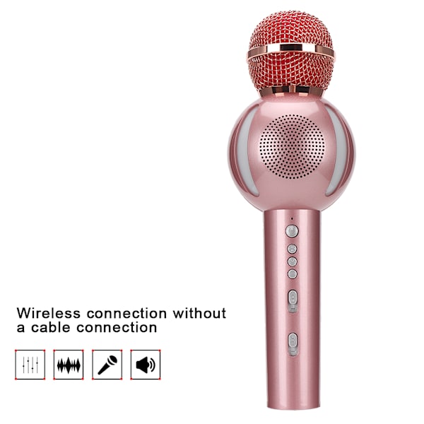 Multifunktionel Bluetooth trådløs mikrofon til telefon til karaoke (rosaguld)