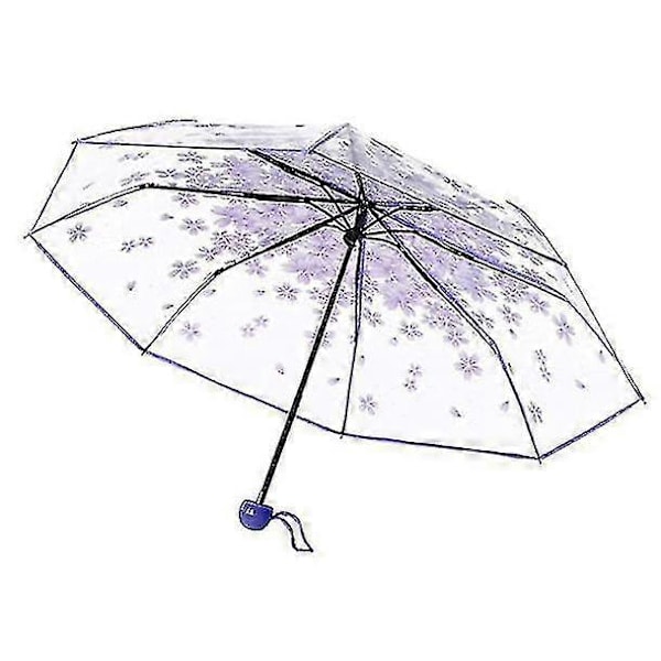 Transparent Regnparaply Kirsebærblomst Sammenfoldelig Paraply