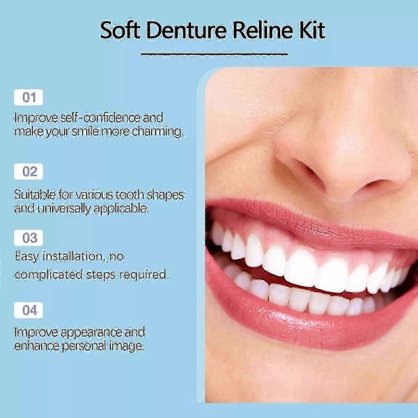 Perfect Fit Denture Silikon Relining Kit Mjuk Protes Relining För Män Och Kvinnor 1 set