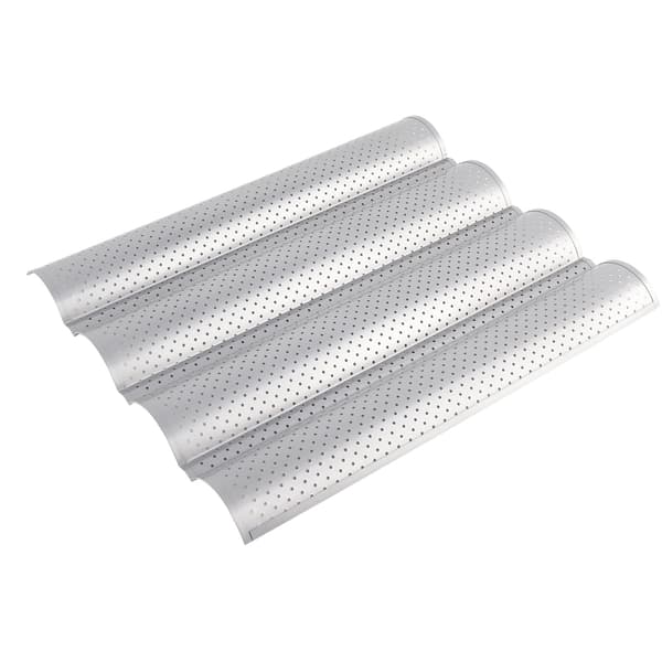 NonStick MultiGrooves Waves French Bread Pan Baguette Baking Cooking Tray Mold Kitchen Tool (4 spor)