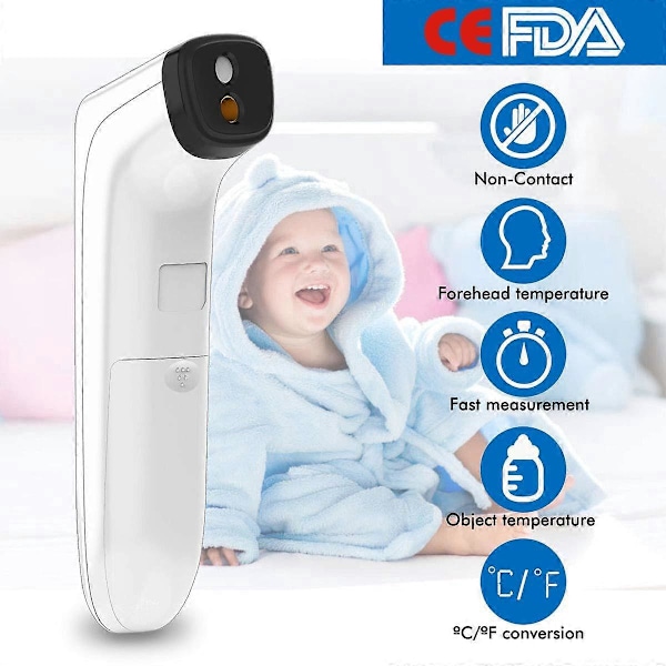Termometer, kontaktfrit infrarødt pandetermometer, professionelt digitalt termometer med LCD-skærm, feberindikation, medicinsk termometer til baby
