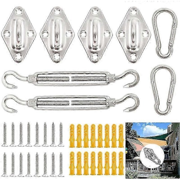 Solsegelsfästeskit, 40 st Solsegelsfästeskit, 304 Rostfritt Stål Hårdvara Fästtillbehör Kit, Trädgårdssegelsfästeskit för Trädgård_SZXM