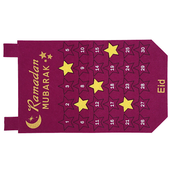 Eid Mubarak Adventskalender Hängande Tyg Nedräkning Datum Display Ramadan Dekoration Röd