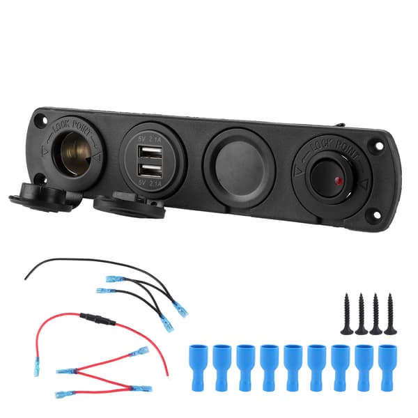 12V 4.2A 4-hulls bryterpanel sigarettennerlader 2 USB LED temperaturspenningsdisplay for båt bil lastebil