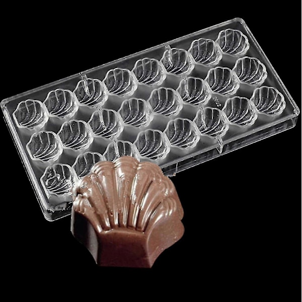 24 Rums Inddelt Kammuslingeskal Chokoladeform PC Polycarbonat Chokoladefremstillingsform (kammuslingeskal)