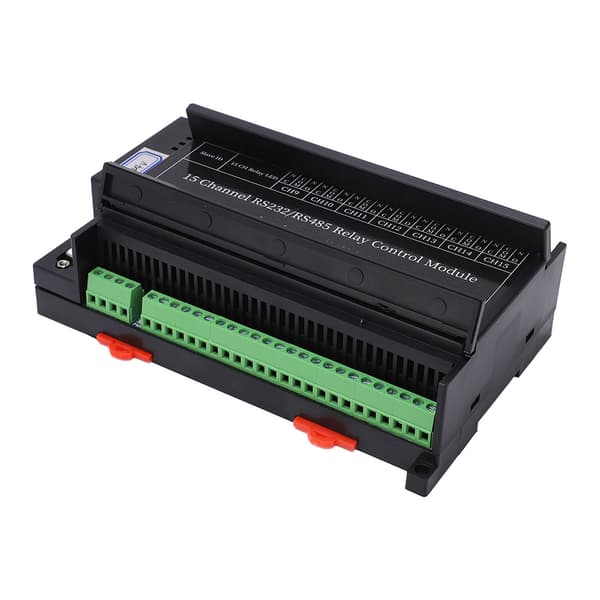 Relæstyringsmodul 15 Kanal RS485 RS232 PLC DO PC UART Seriel Switch Board DC24V