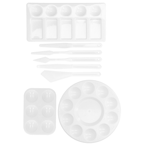 8 stk plastmaling skrapepalettsett enkel rengjøring gjenbrukbar for tegning akvarellsett
