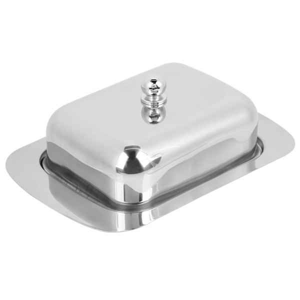 Rostfritt stål Smör Ost Skål Fack Box Mat Förvaring Dessert Container Keeper med lock