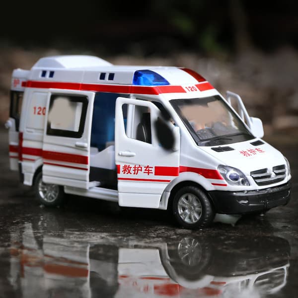 Ambulance Legetøjsbil Høj Simulation Nødhjælpskøretøj Legetøj med Lys til Børn