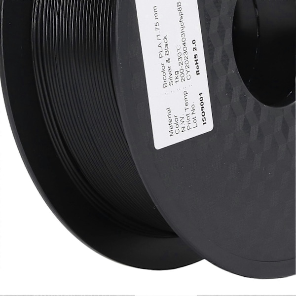 3D-printforbrugsmateriale 1,75 mm PLA-filament 2 farver Sølv Sort 3D-printerforbrugsmateriale PLA-filament
