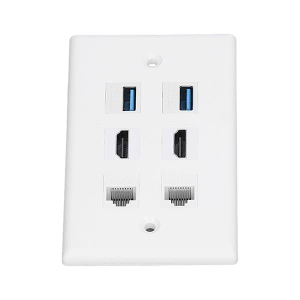 6-ports vægplade 2xHD Multimedia Interface 2xCat6 2xUSB3.0 RJ45 Ethernet vægplade til HDTV-projektorcomputer