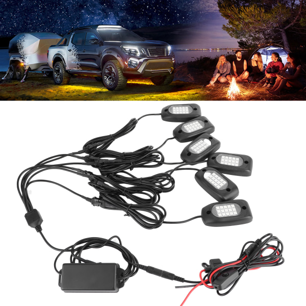 6st Atmosphere Chassi Light Bil Exteriör Dekoration Neon Lampa RGB LED för Jeep ATV SUV