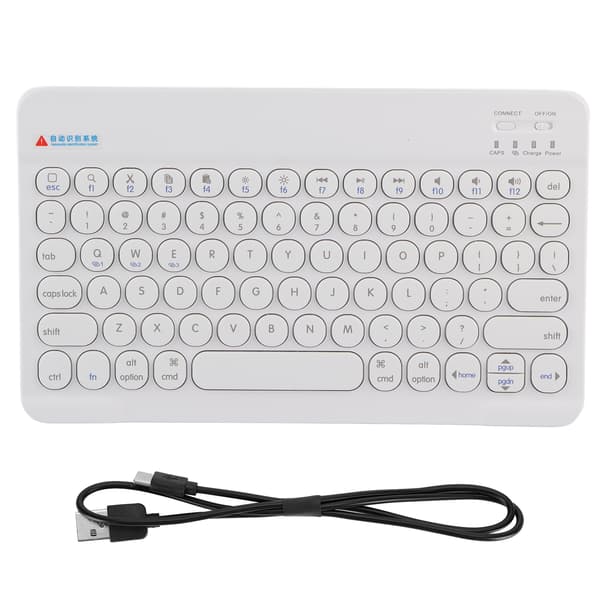 Trådløst Bluetooth-tastatur ultratyndt retro punk til Windows OS X/Android IOS (hvid)