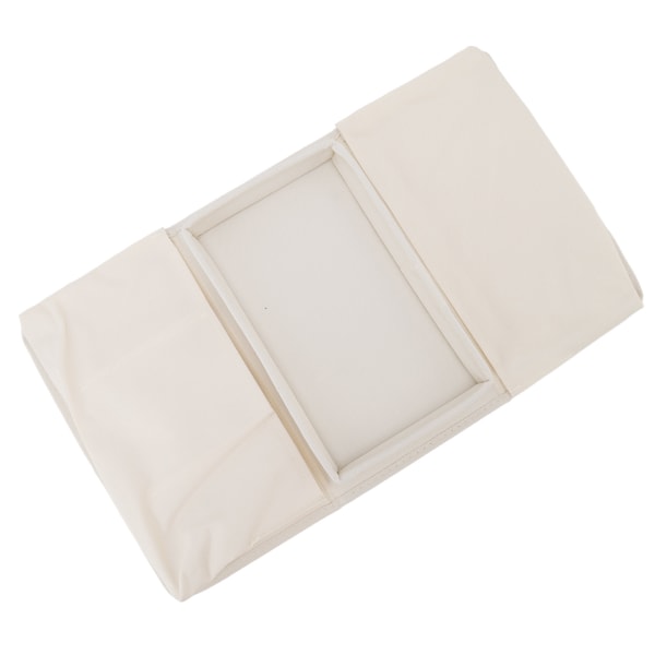 Sofabrett Foldearm Oppbevaringsholder Bord 600D Oxford Cloth Sidelommer for Couch Beige