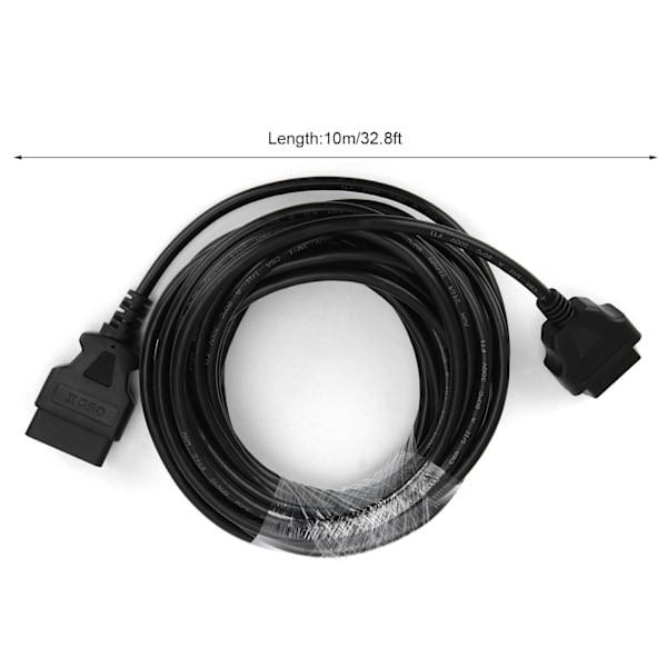 OBDII-forlængerkabeladapter 16-pin han-til-hun diagnostisk ledningsstik 10m/32.8ft