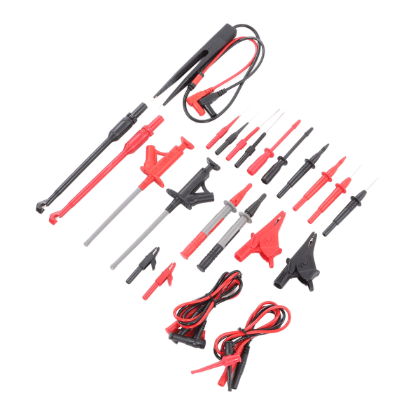 25 stk Multimeter Testkabelsett Probe Line Wire Hook Krokodillenese Pinsett for Digital Elektrisk Testing