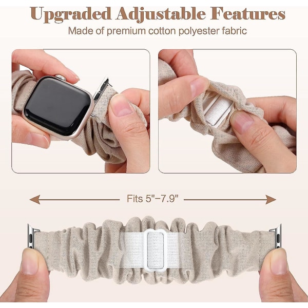 Justerbara elastiska hårband för Apple Watch - 2-pack (Starlight White/Pine Green) | Kompatibel med iWatch-band 38mm 40mm 41mm | Serie 8 7