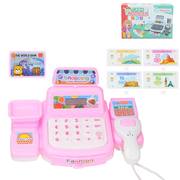 Mini Pink Kassa Leikkisetti Lasten Kauppapelissä