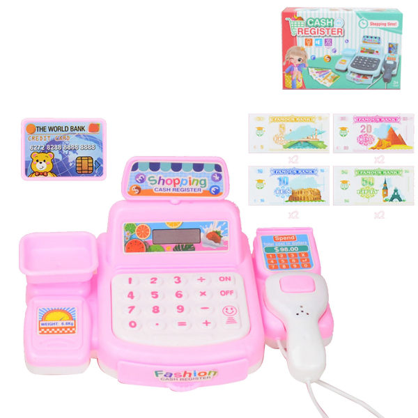 Mini Pink Kasseapparat Legetøj til Rolleleg i Børns Supermarked Simulering
