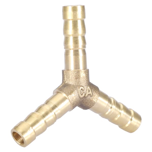 Messing Y 3-vejs slange med modhager, konnektor, samling til luft, vand, gas OD (6 mm, 4 stk)