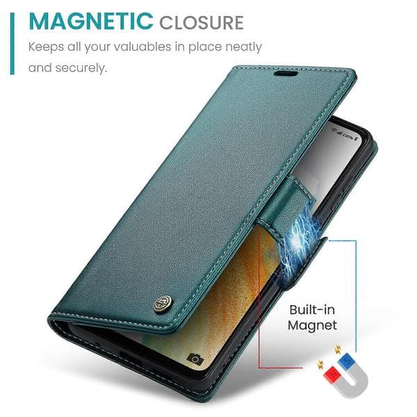 CaseMe Leather Wallet Case Compatible with Samsung Galaxy A33 5G - RFID Blocking, Magnetic Closure, Kickstand, Green Green